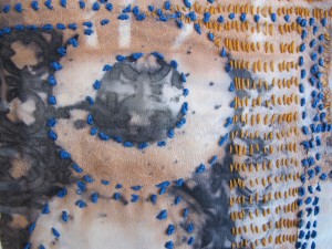 shibori eucalyptus dyed silk stitching 